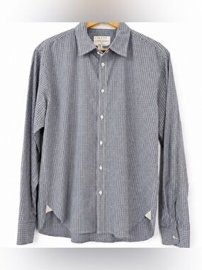 rag & bone Men’s L Blue Navy Micro Gingham Button Down Shirt 100% Cotton